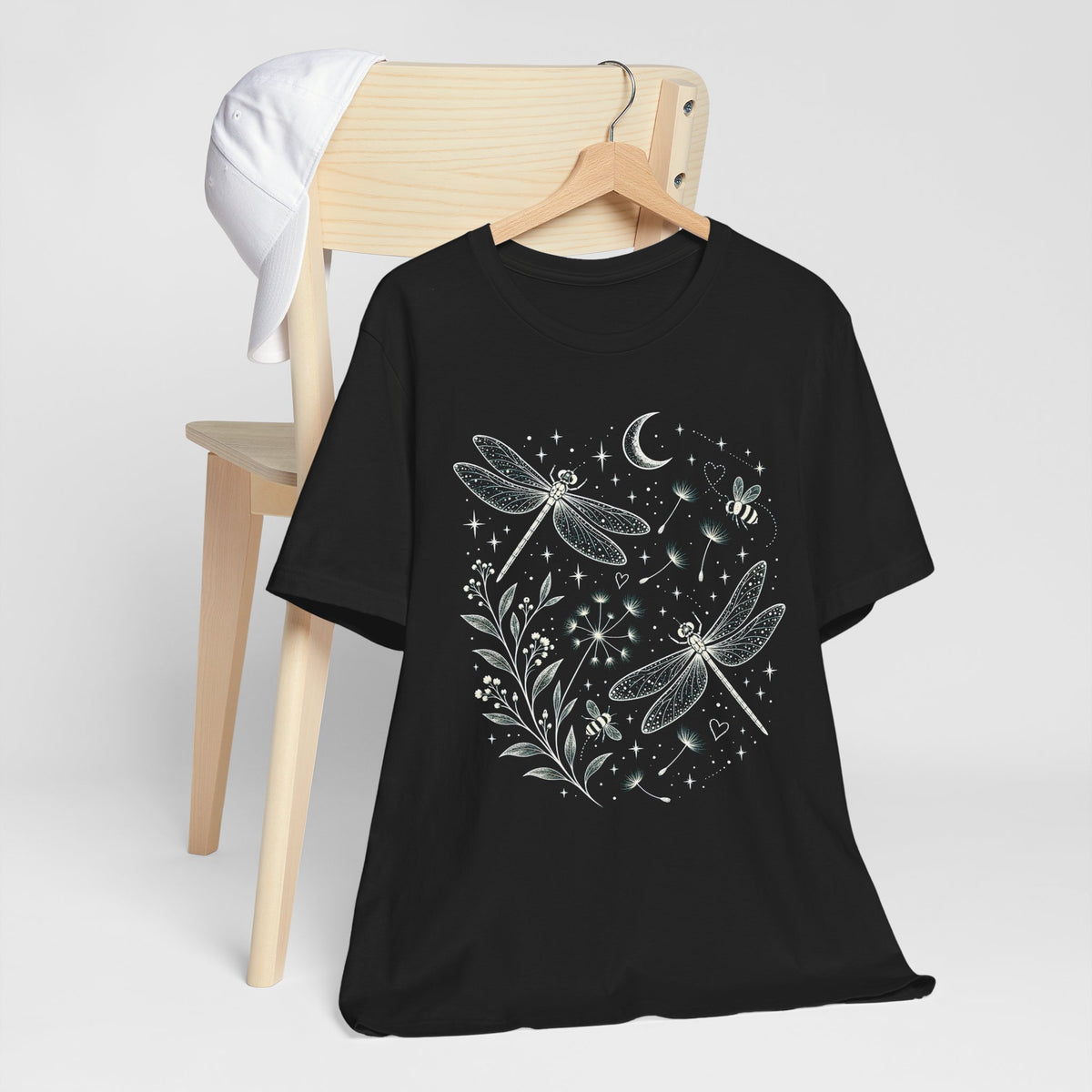 Dragonfly Moon T-Shirt, Whimsical Celestial Nature Tee - 14518