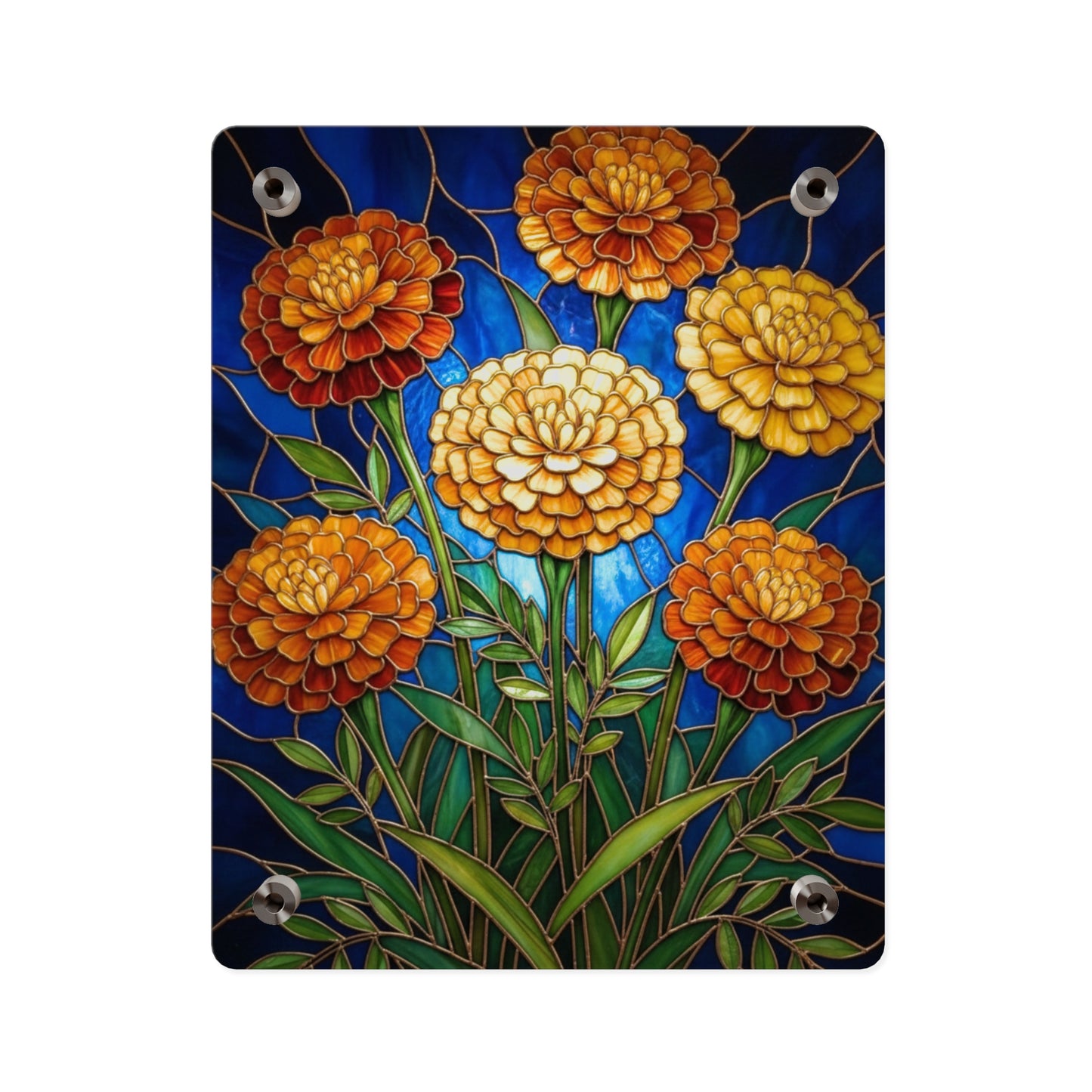 Marigold Bloom Acrylic Wall Art Panel — Botanical Floral Home Decor - 14608