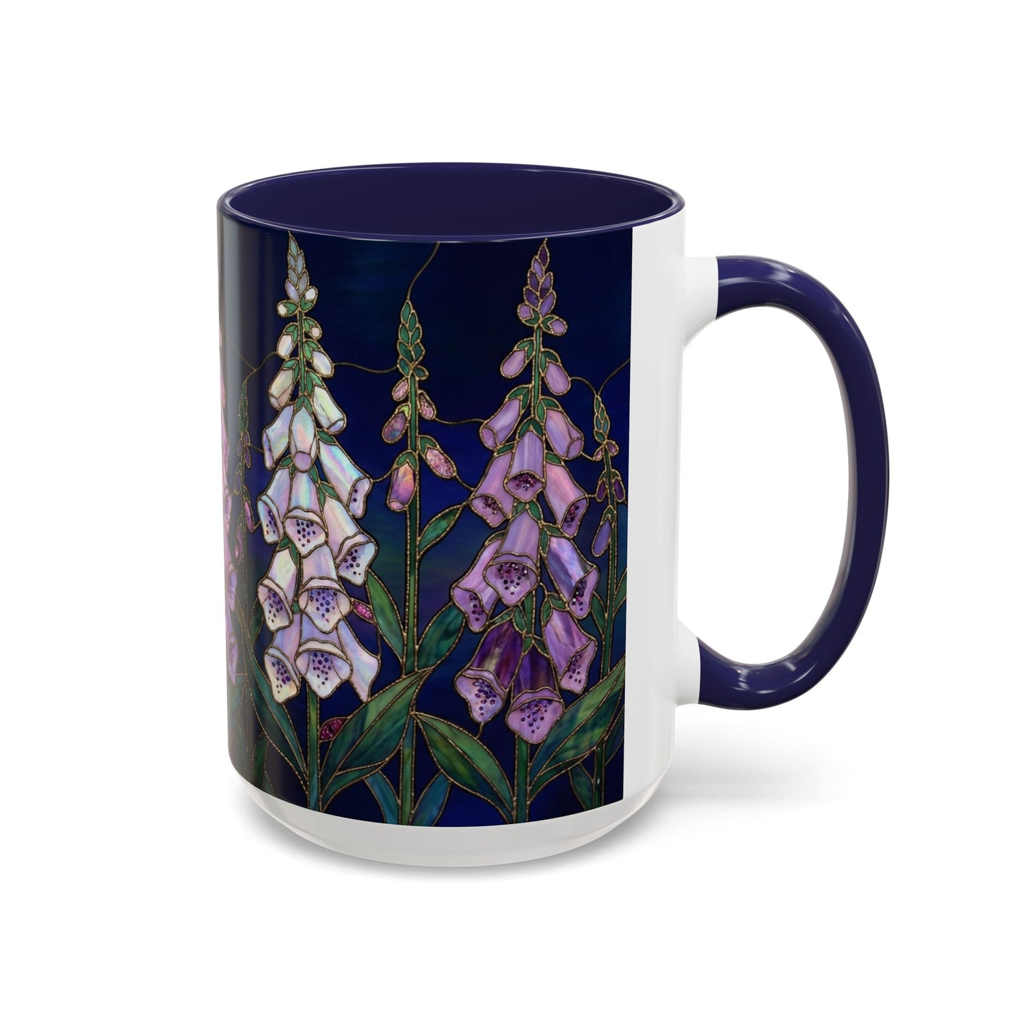 Foxglove Floral Coffee Mug — Stained Glass Design (11/15oz) - 14565