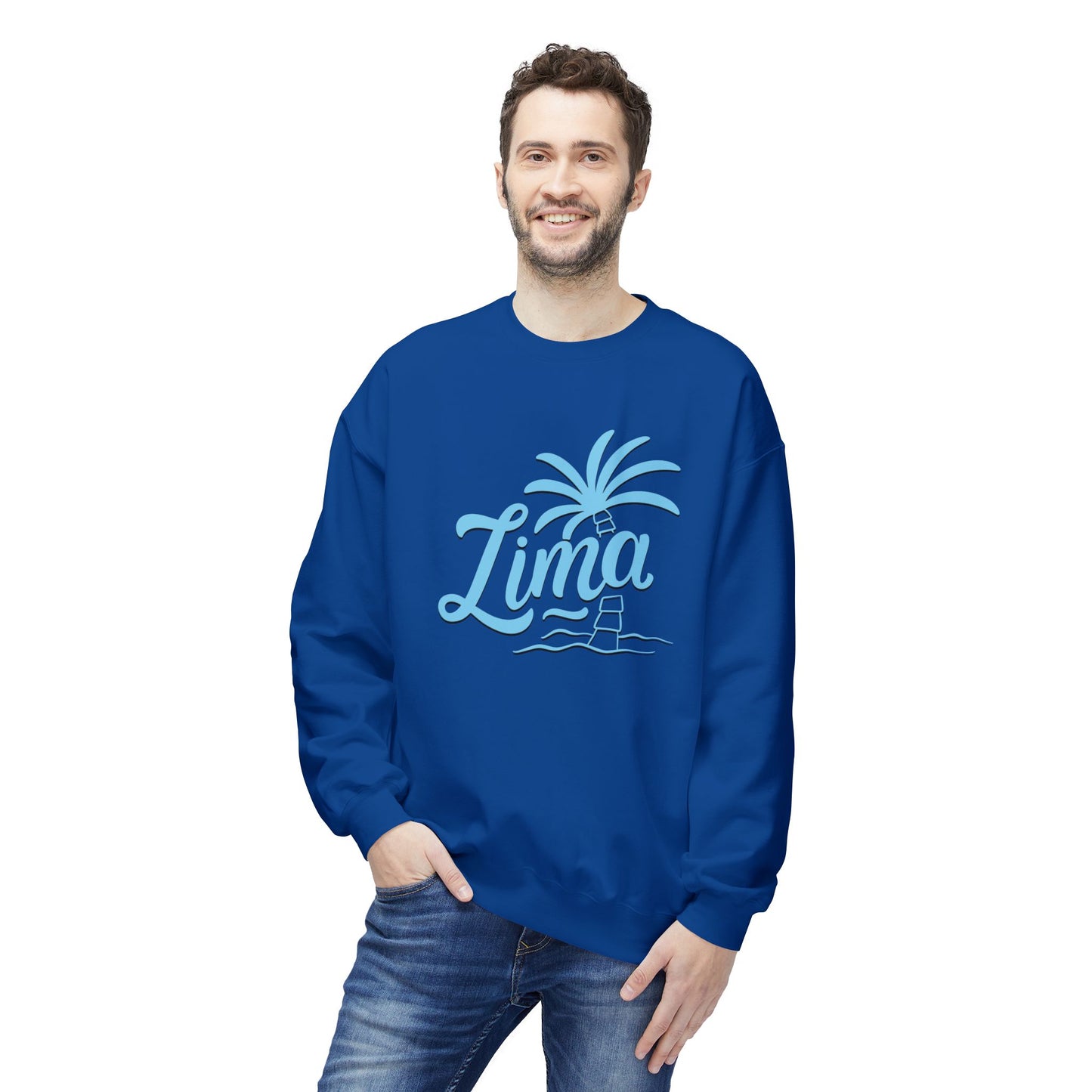 Lima, Palm Tree Crewneck Sweatshirt - Cozy Unisex Midweight Fleece for Relaxed Living - 12128