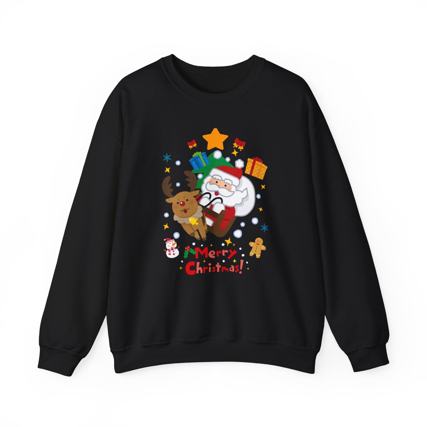 Merry Christmas, Santa & Reindeer - Unisex Heavy Blend™ Crewneck Sweatshirt - 10472