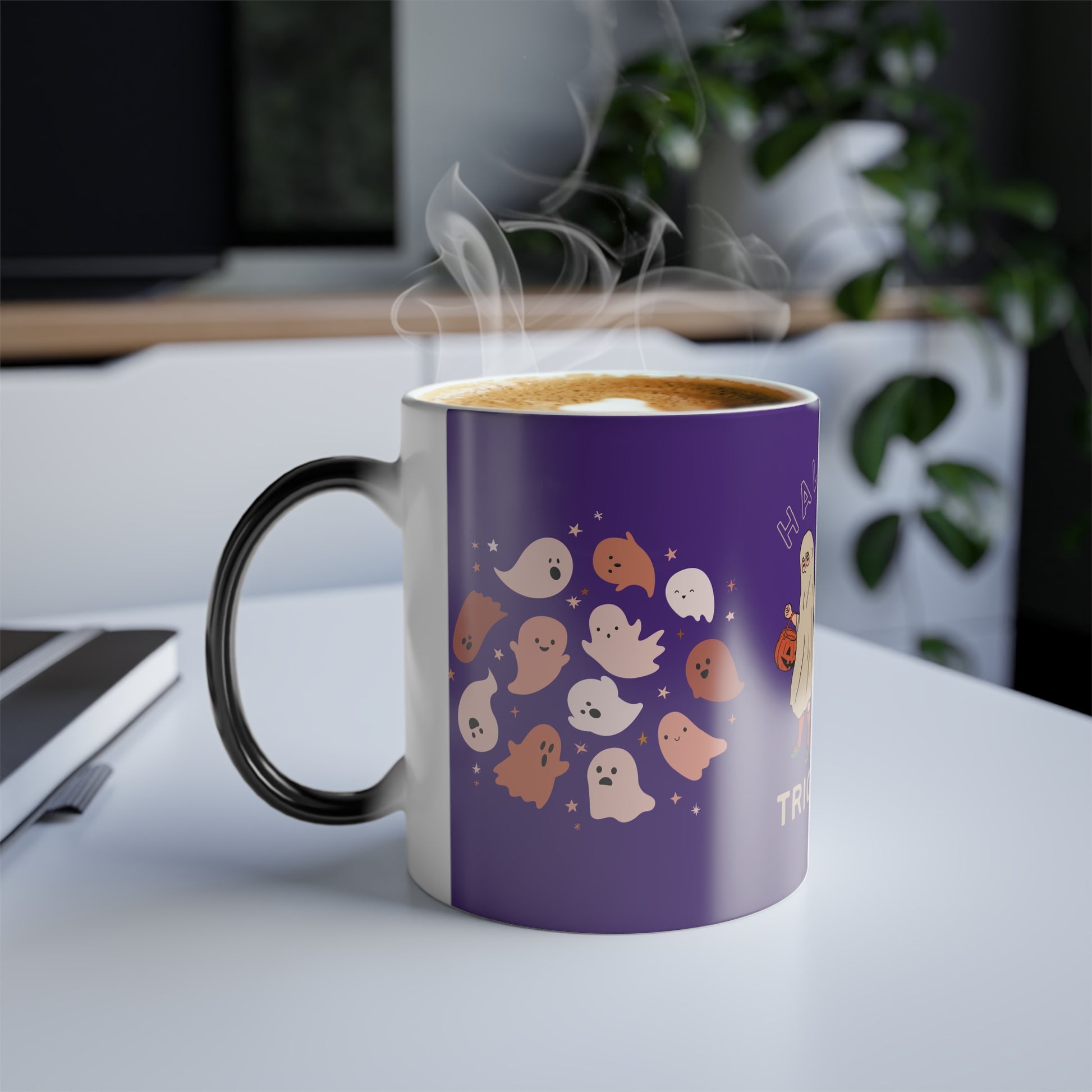 Halloween, Trick or Treat - Color Morphing Mug, 11oz | 11 oz,11oz,Ceramic,Coffee Mugs,Color changing mug,Drink,Drinks,Glossy,Home & Living,Magic Mug,Mugs