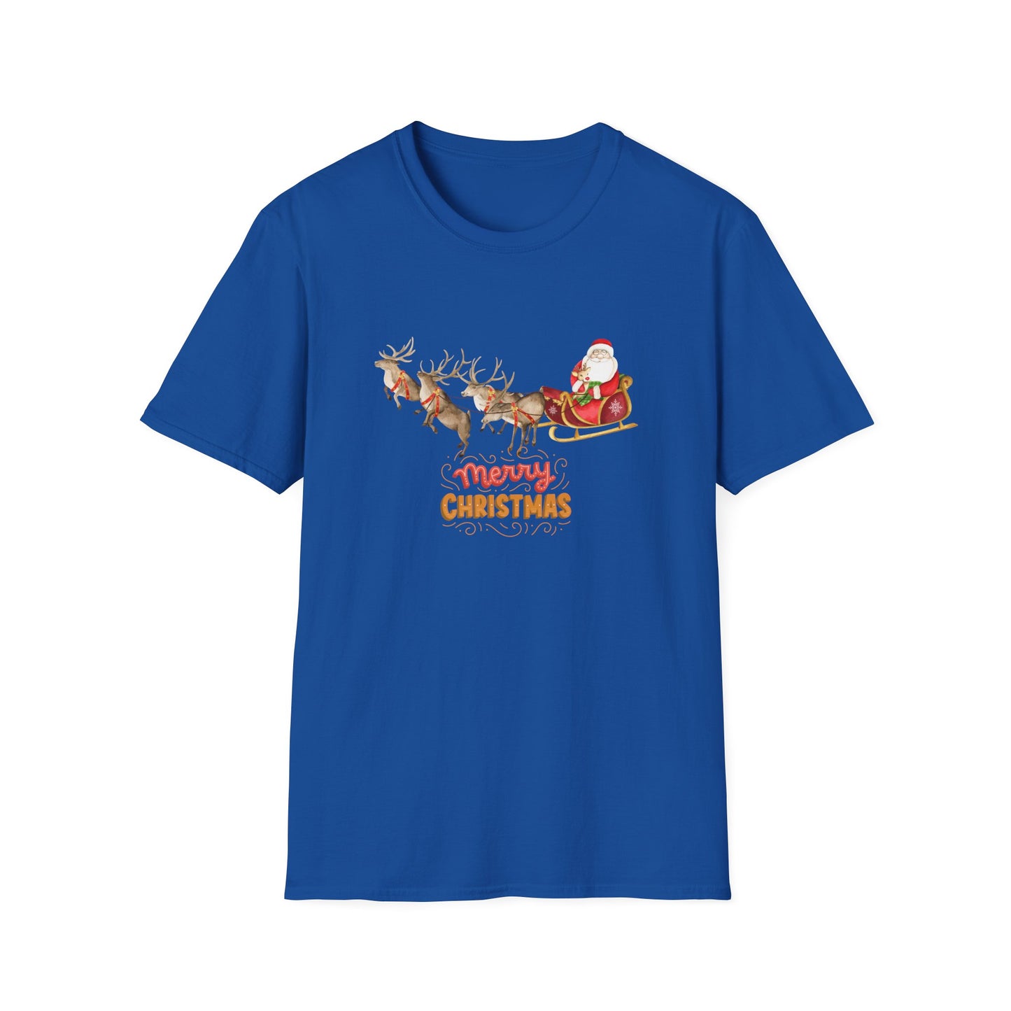 Santa & Reindeers - Unisex Softstyle T-Shirt - 10024