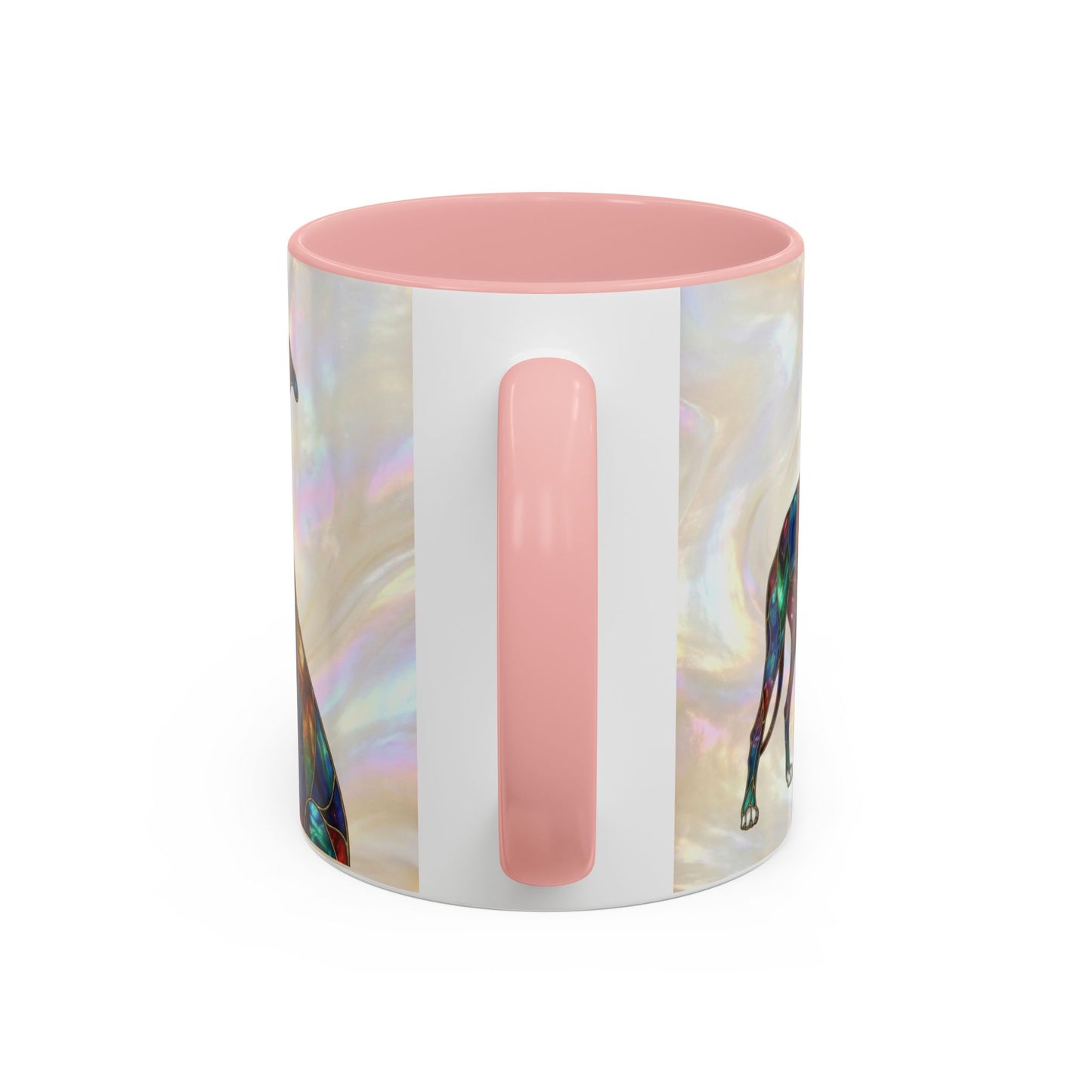 Personalized Greyhound Coffee Mug – Stained Glass Dog Accent Mug (Name Customizable)  - 14523