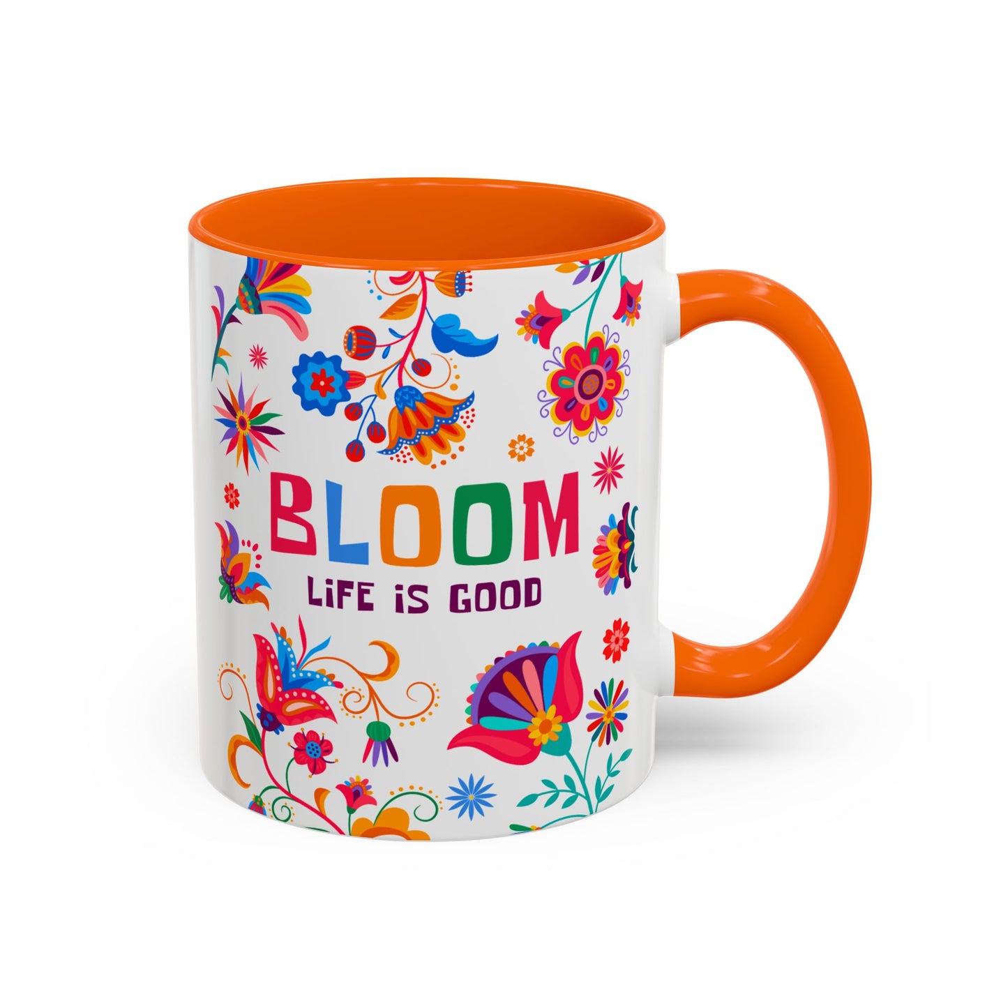Colorful Floral Accent Coffee Mug - Bloom Life is Good - 14082