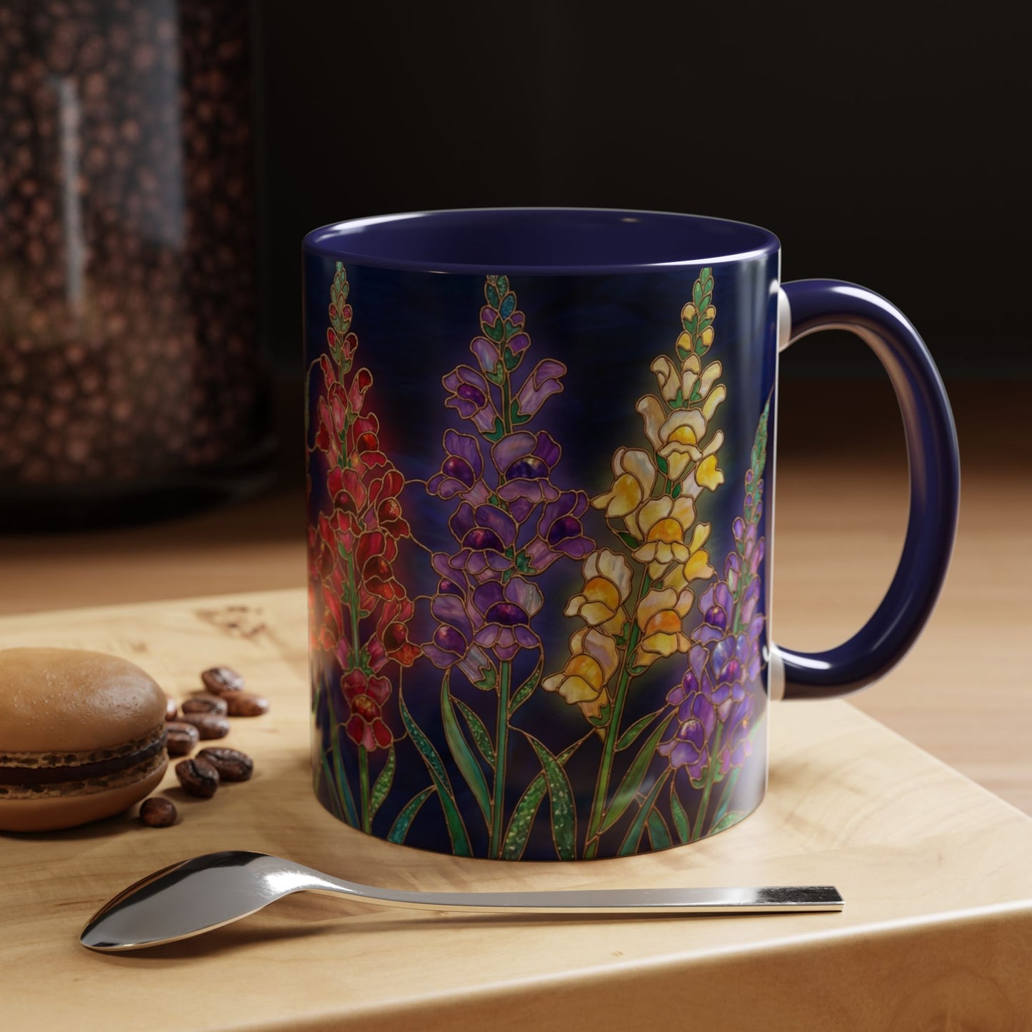 Snapdragon Floral Accent Coffee Mug — Stained Glass Design (11/15oz) - 14586