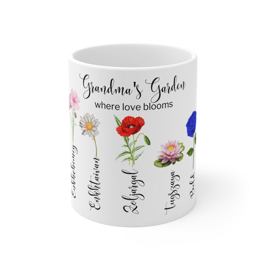 Grandma's Garden Where Love Blooms" Customizable - Mug 11oz - 11744