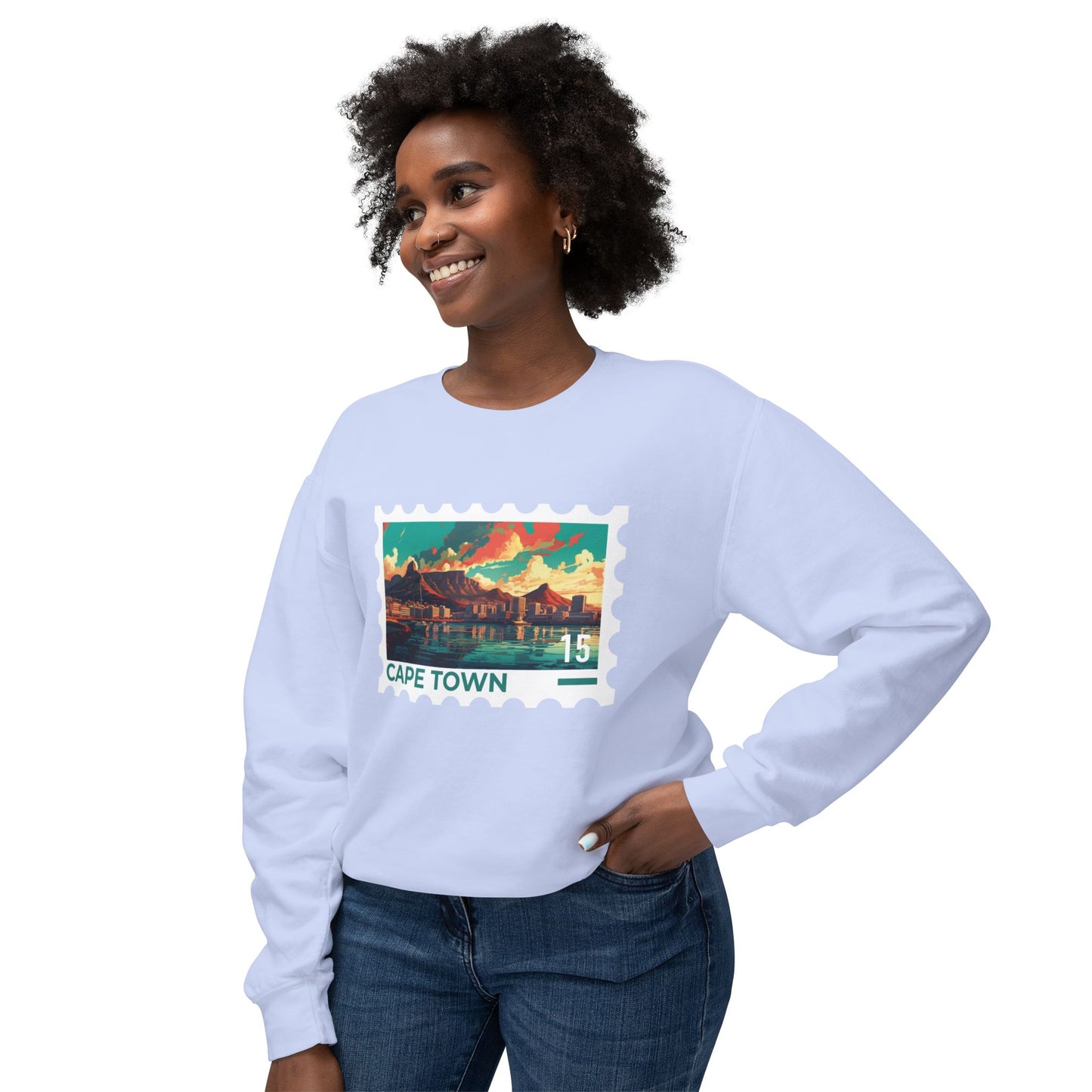 Cape Town Unisex Lightweight Crewneck Sweatshirt - Artistic Scenic Design - 12127