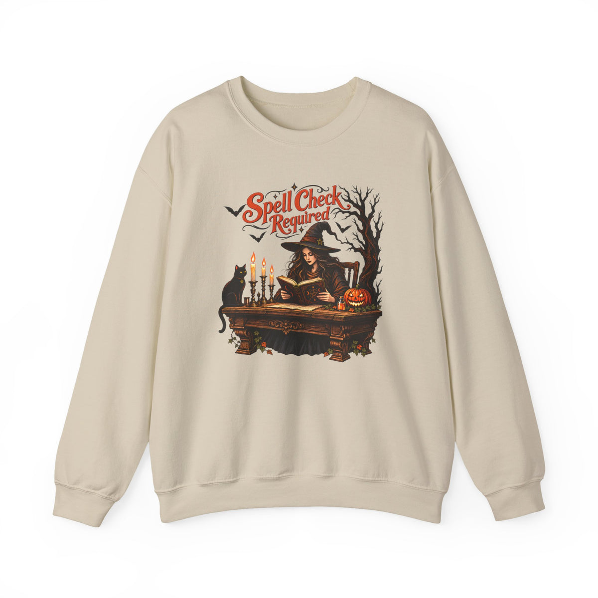 Spell Check Required Sweatshirt, Vintage Witch Halloween Crewneck - 14543