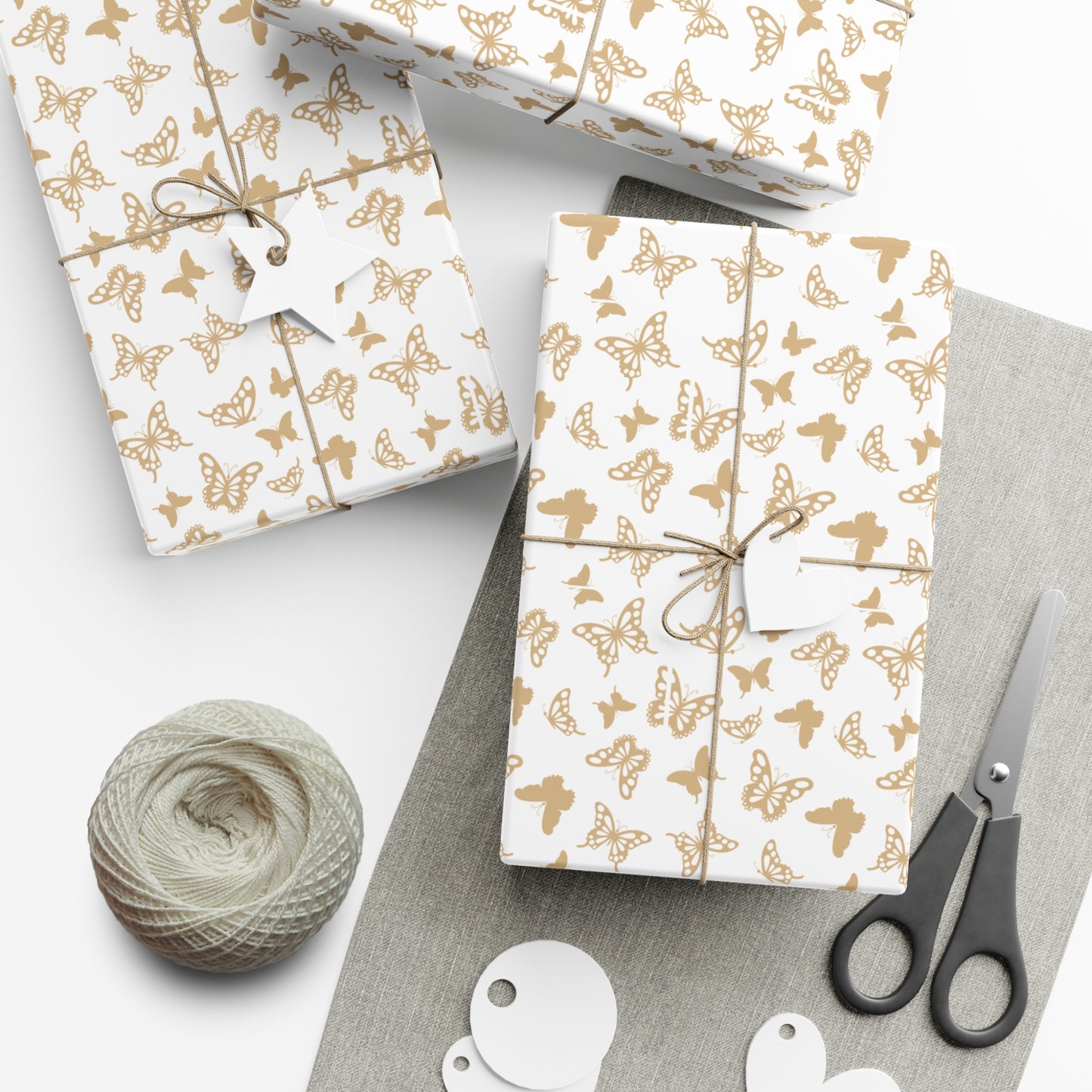 Light Brown, Butterflies - Gift Wrap Papers - 10375