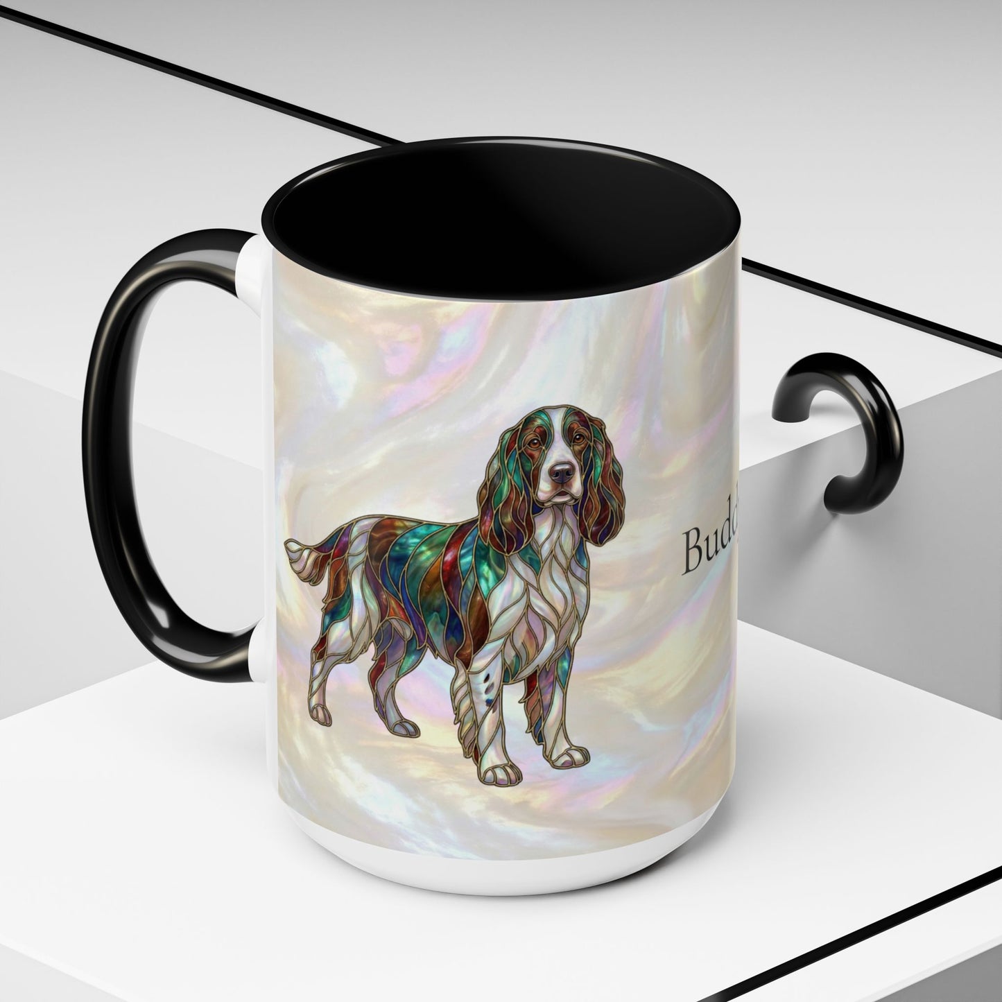 Springer Spaniel Accent Coffee Mug – Stained Glass Design 11/15oz - 14648