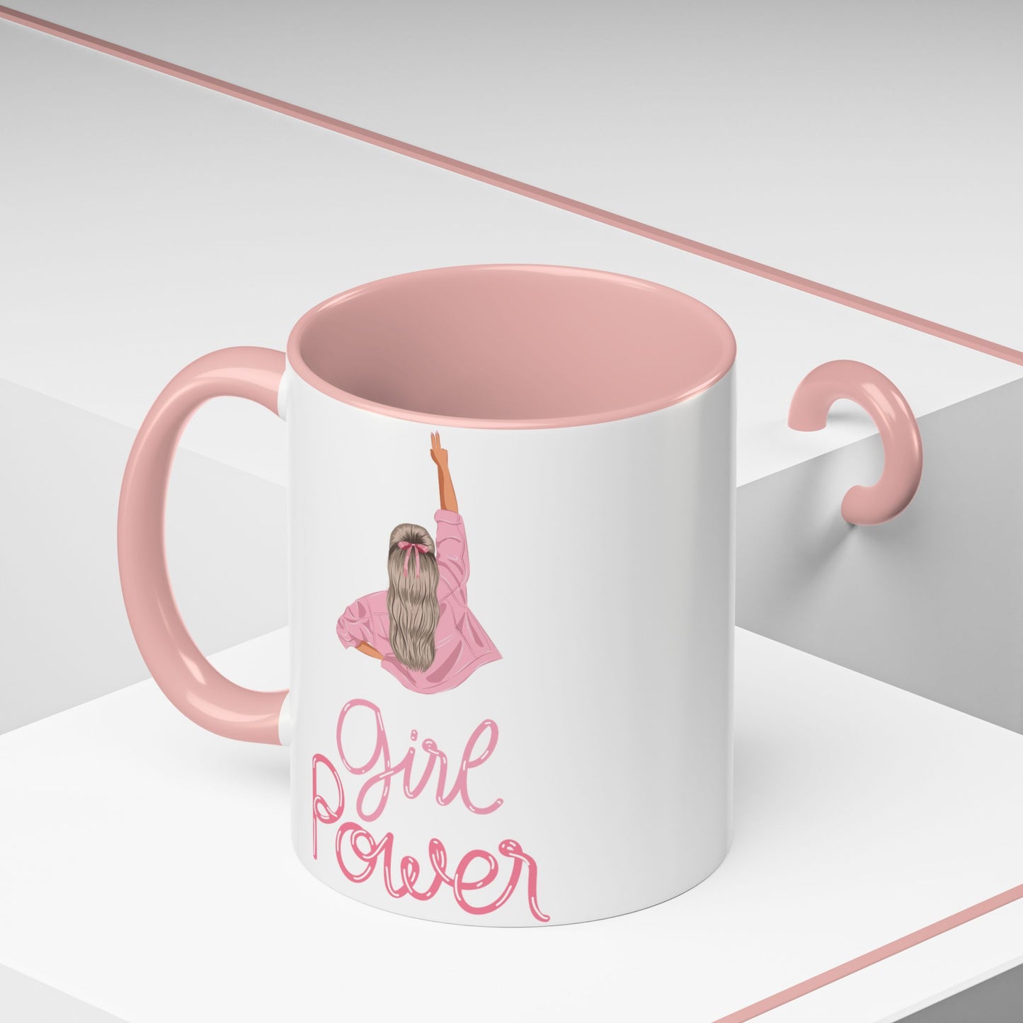 Girl Power Accent Coffee Mug - Inspirational Gift for Women, Motivational Drinkware, Empowerment, Birthday, Self-Care - 14076