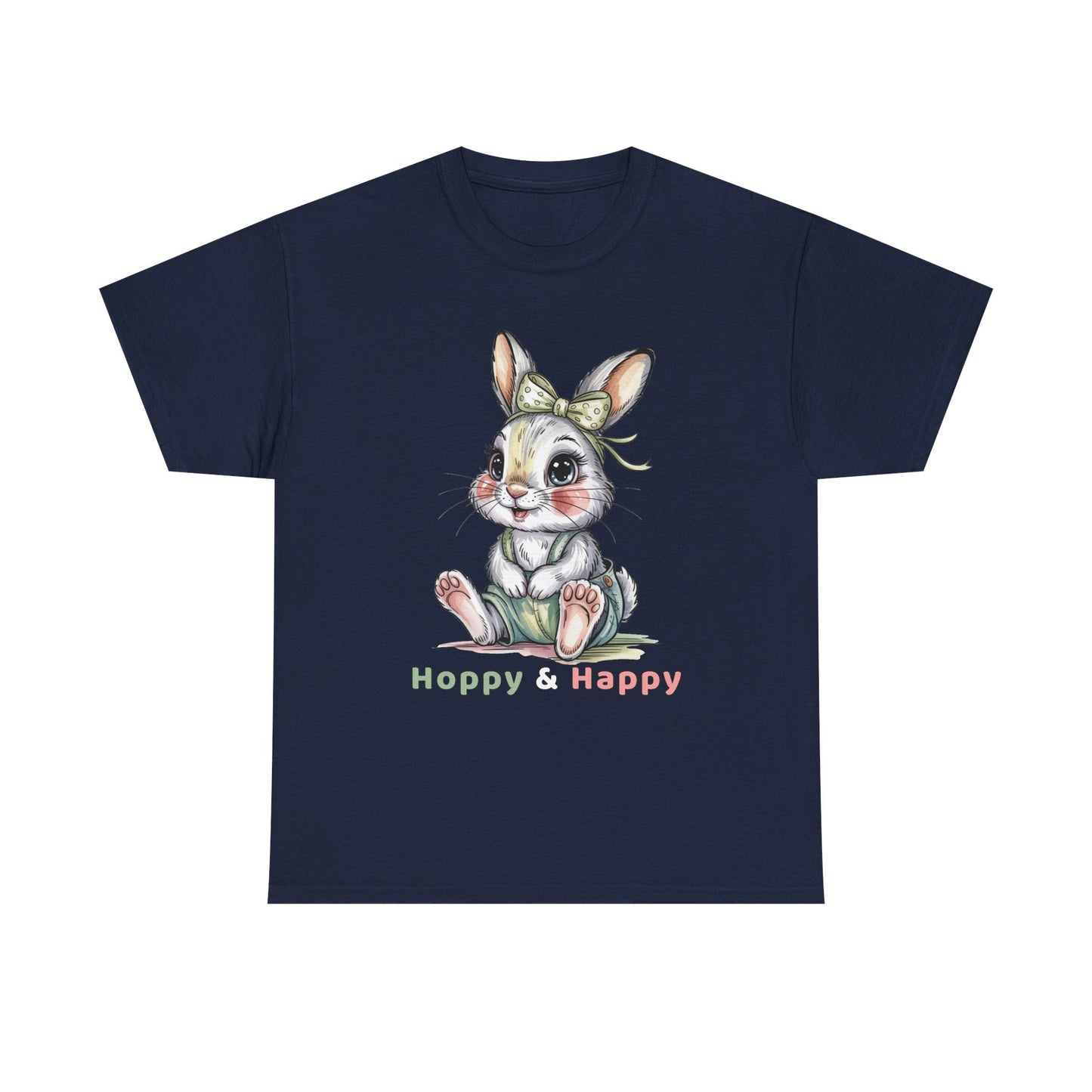 Cute Bunny T-Shirt – “Hoppy & Happy” Easter Rabbit Tee Gift for Kids & Adults - 14848
