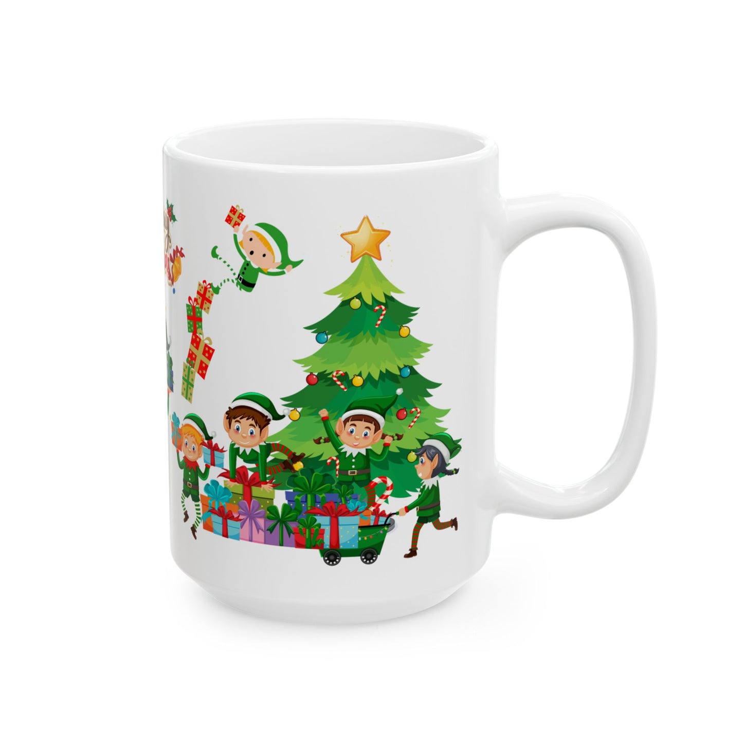 Little Elves with Christmas Gifts - Ceramic Mug, (11oz, 15oz) - 10293