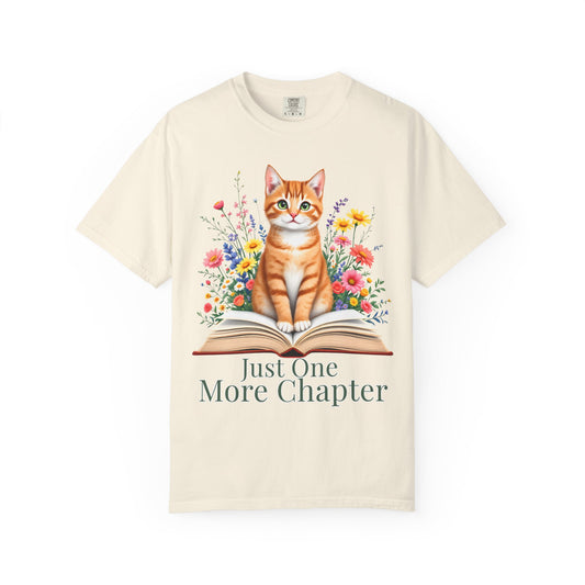 Just One More Chapter Cat T-Shirt – Floral Book Lover Gift for Readers - 14812