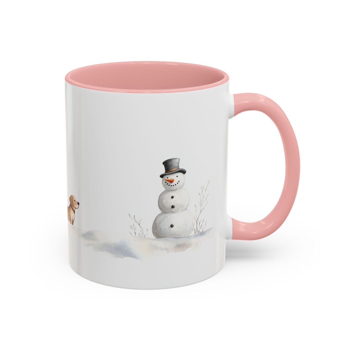 Winter Tree, Snowman & Puppy - Accent Coffee Mug (11, 15oz) - 10404