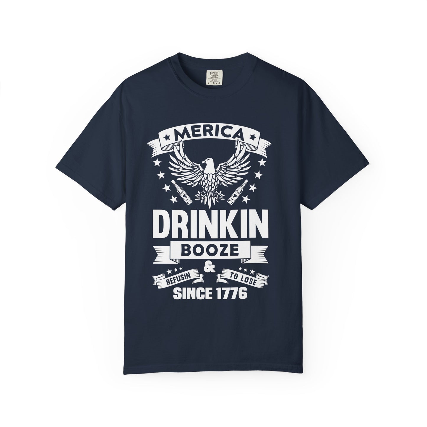 Patriotic Graphic Tee, Unisex Vintage T-shirt, Amerca Drinking Booze Shirt, Independence Day Gift, Casual Wear, Freedom Fashion - 13788