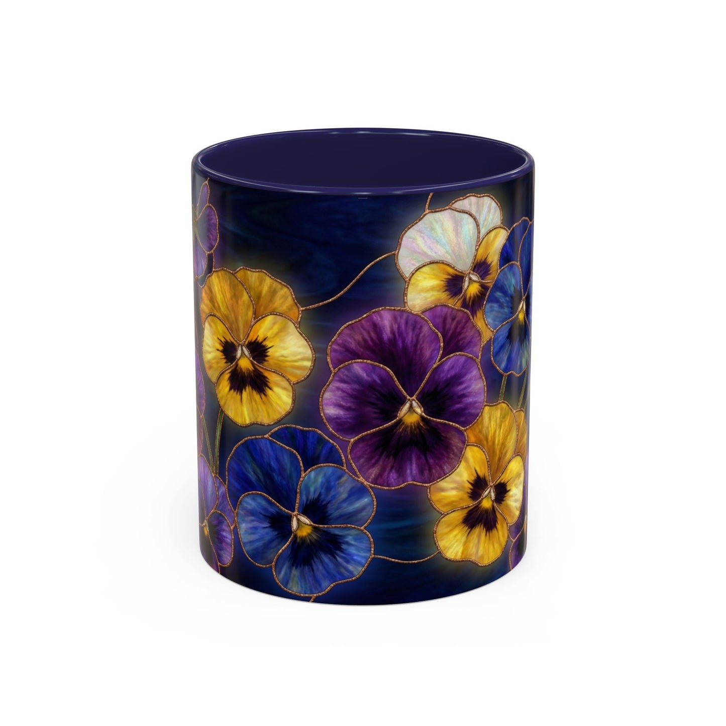 Pansy Floral Accent Coffee Mug — Stained Glass Design (11/15oz) - 14544