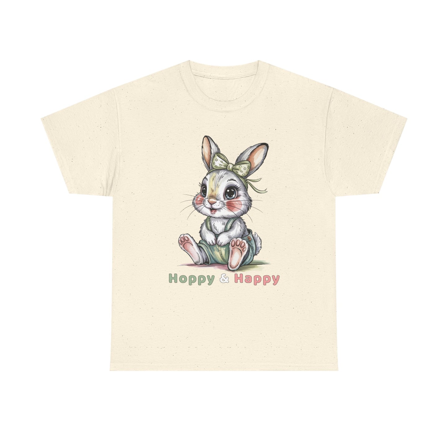 Cute Bunny T-Shirt – “Hoppy & Happy” Easter Rabbit Tee Gift for Kids & Adults - 14848
