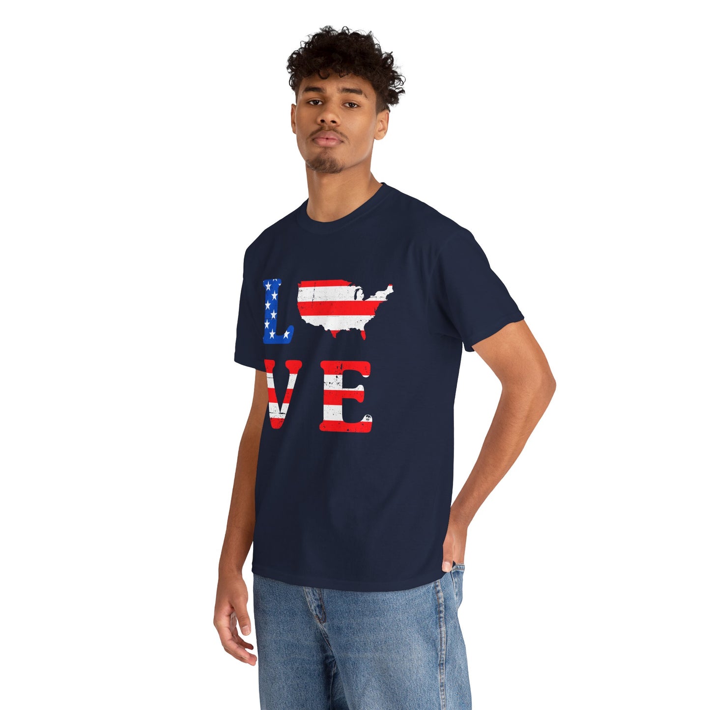 Patriotic Love Tee | Unisex Heavy Cotton T-Shirt, USA Love Shirt, 4th of July Gift, Casual Wear, Independence Day Apparel - 13696
