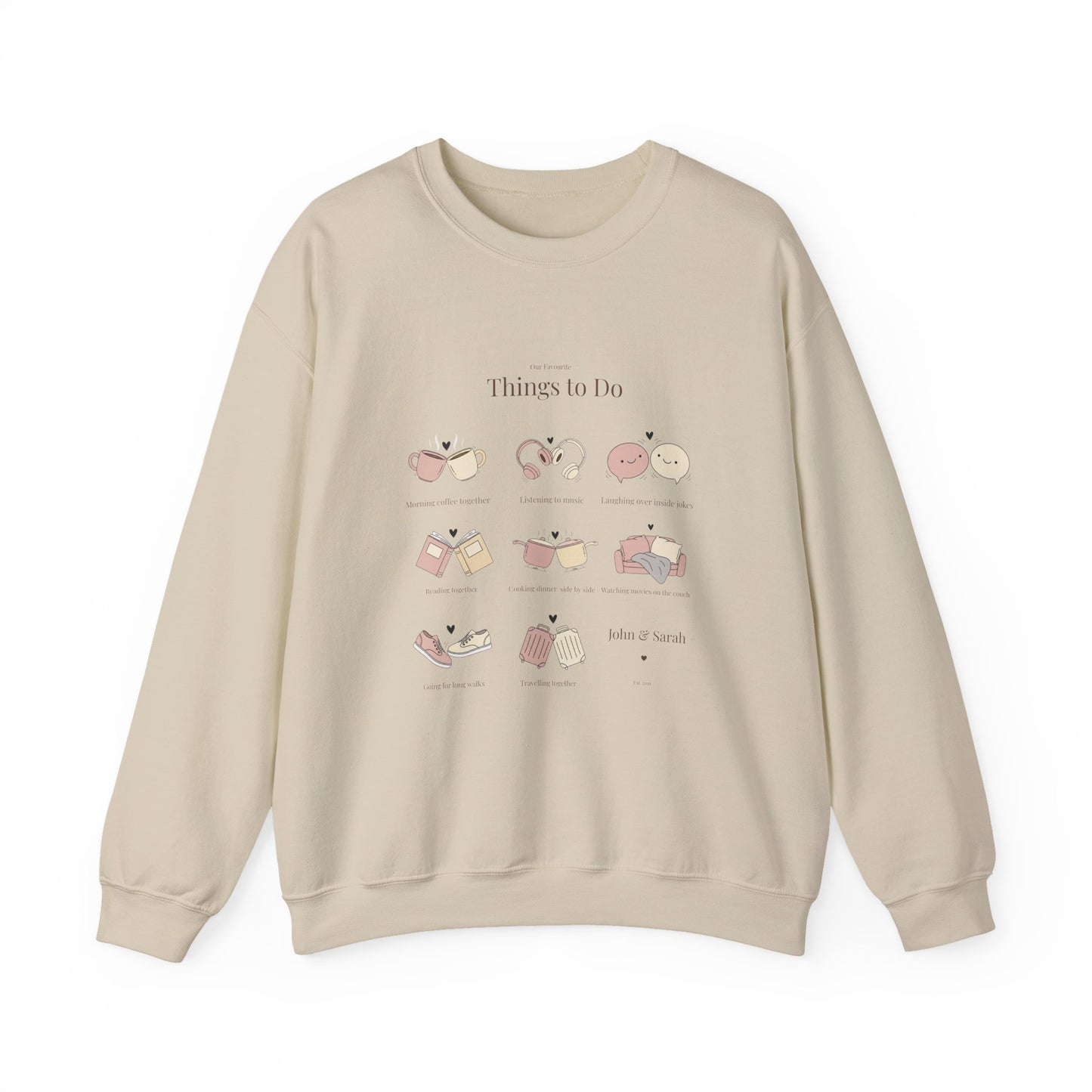 Our Favourite Things to Do Together – Personalised Illustration Crewneck Sweatshirt | Valentine’s Gift - 14726