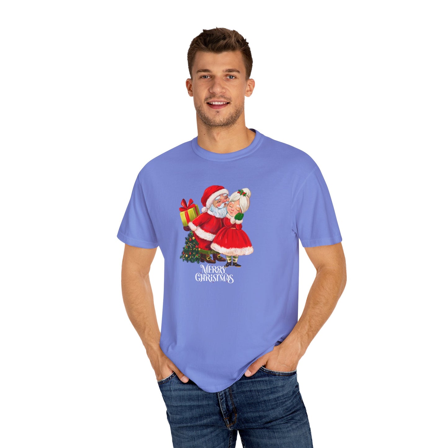 Santa & His Partner - Unisex Garment-Dyed T-shirt - 10025