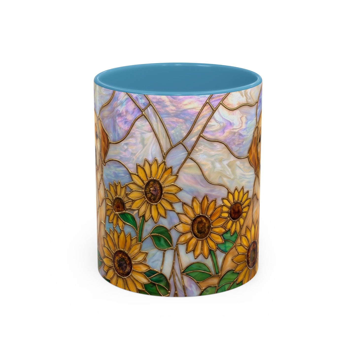 Sunflower Golden Retriever P uppiesAccent Coffee Mug –  Stained Glass Design (11/15 oz) - 14527
