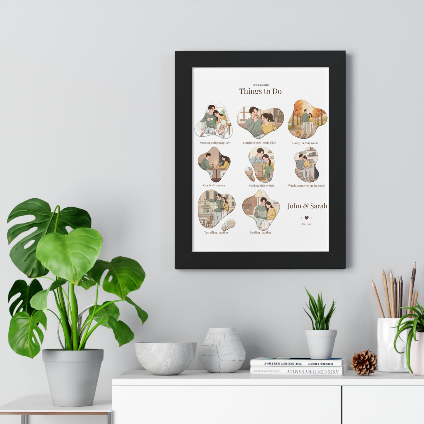 Framed Poster – “Our Favourite Things to Do” Personalized Couple Print | Valentine’s Gift - 14709