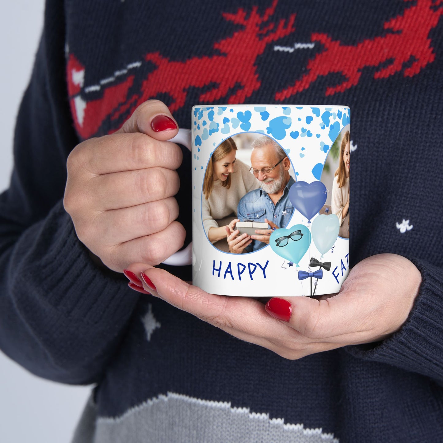 Personalized Father's Day Ceramic Mug, Custom Photo Mug, Gift for Dad, 11oz 15oz, Heartfelt Coffee Cup, Family Memory Keepsake - 14002