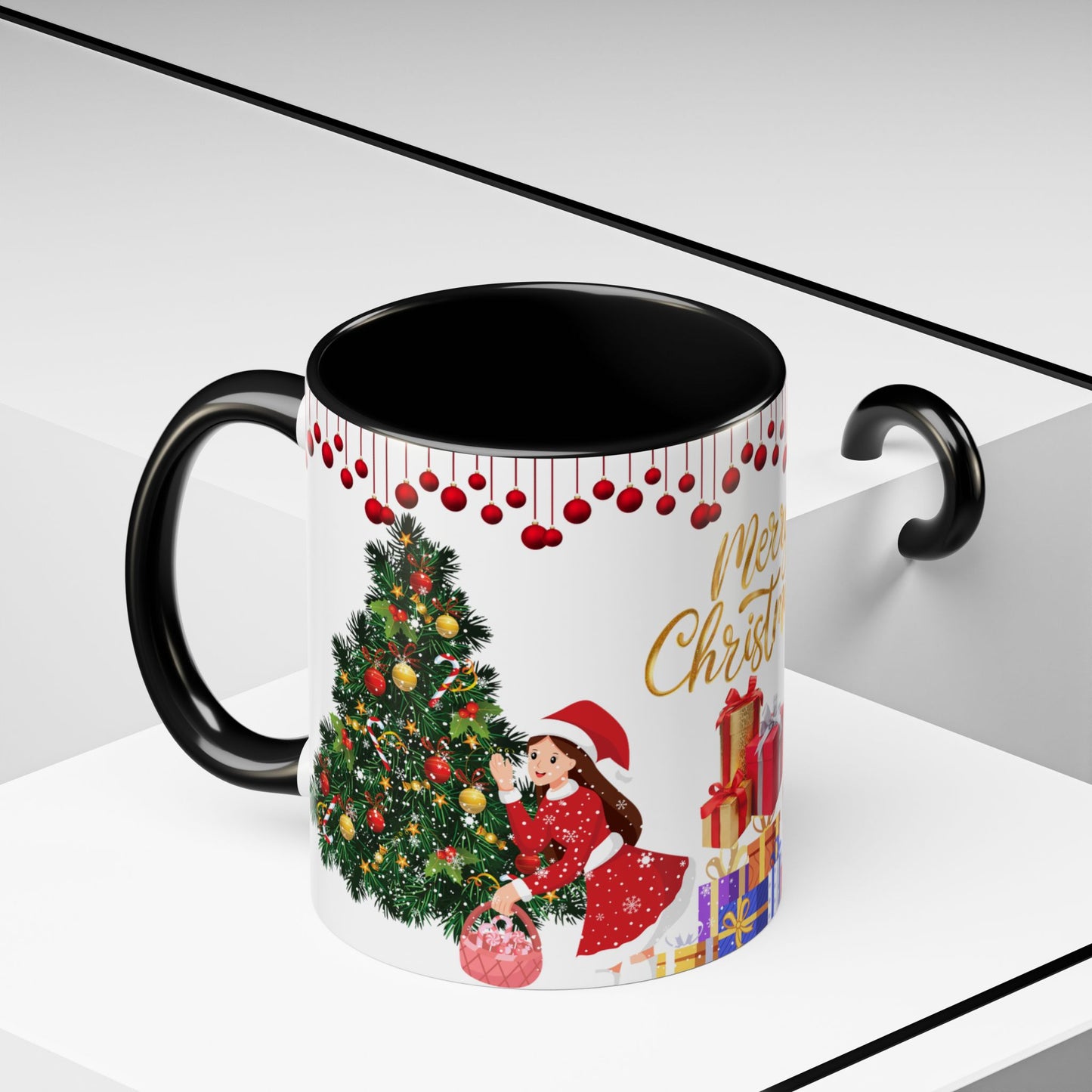 Merry Christmas - Accent Coffee Mug (11, 15oz)