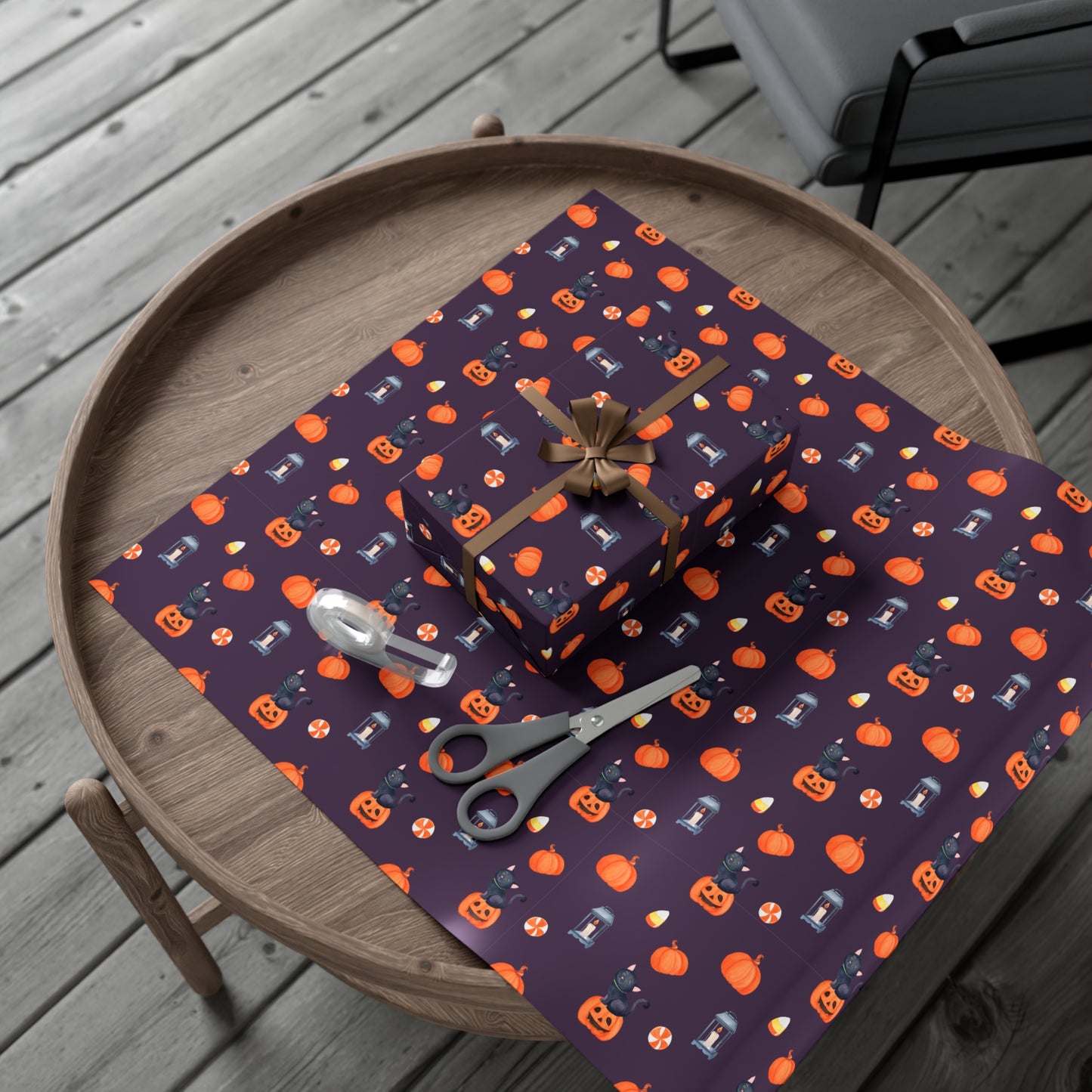 Pumpkin With A Black Cat - Gift Wrap Papers