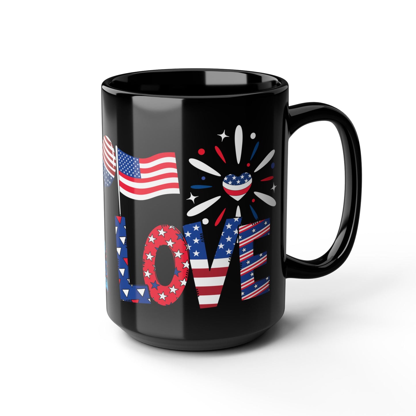 July 4, Patriotic Eagle - Black Mug (11oz, 15oz) - 10577