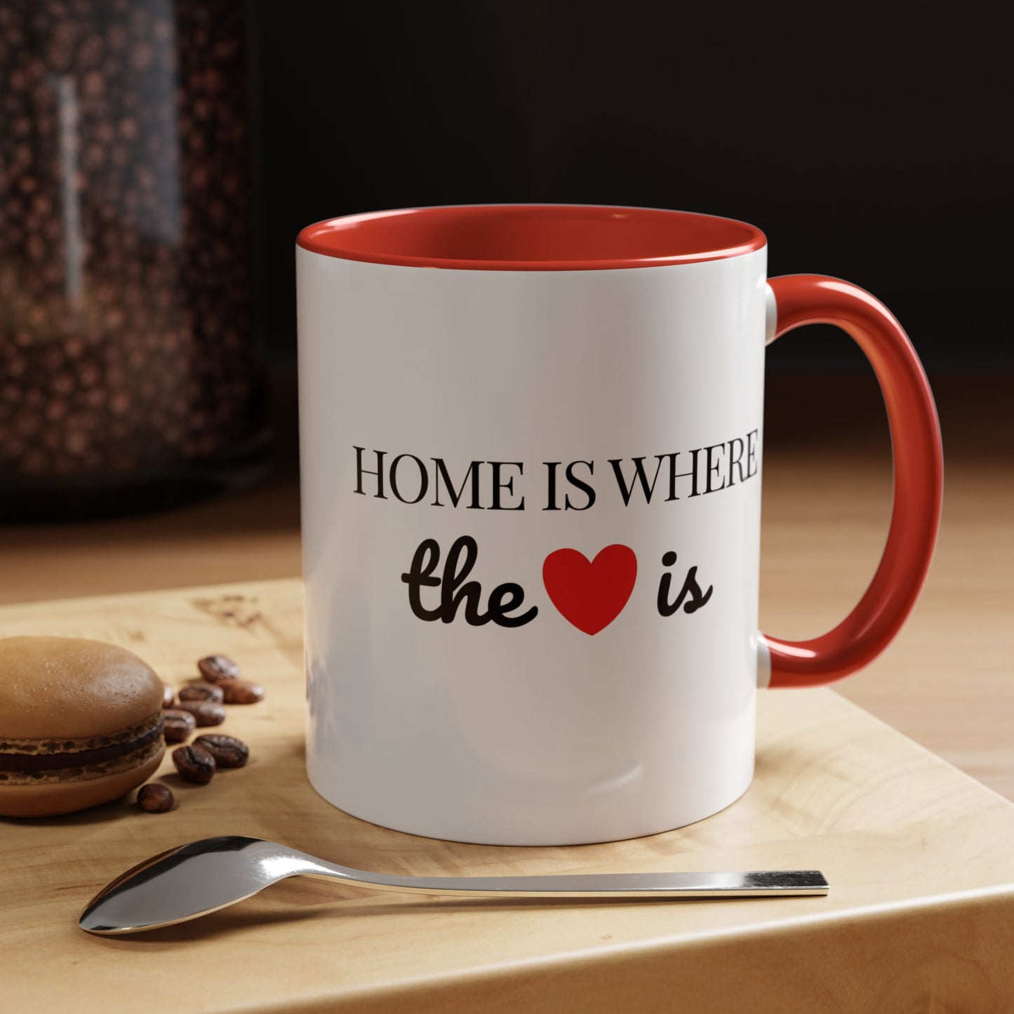 "Home is Where the Heart is" Coffee Mug —  Minimal Accent Ceramic Mug (11/15oz) - 14684
