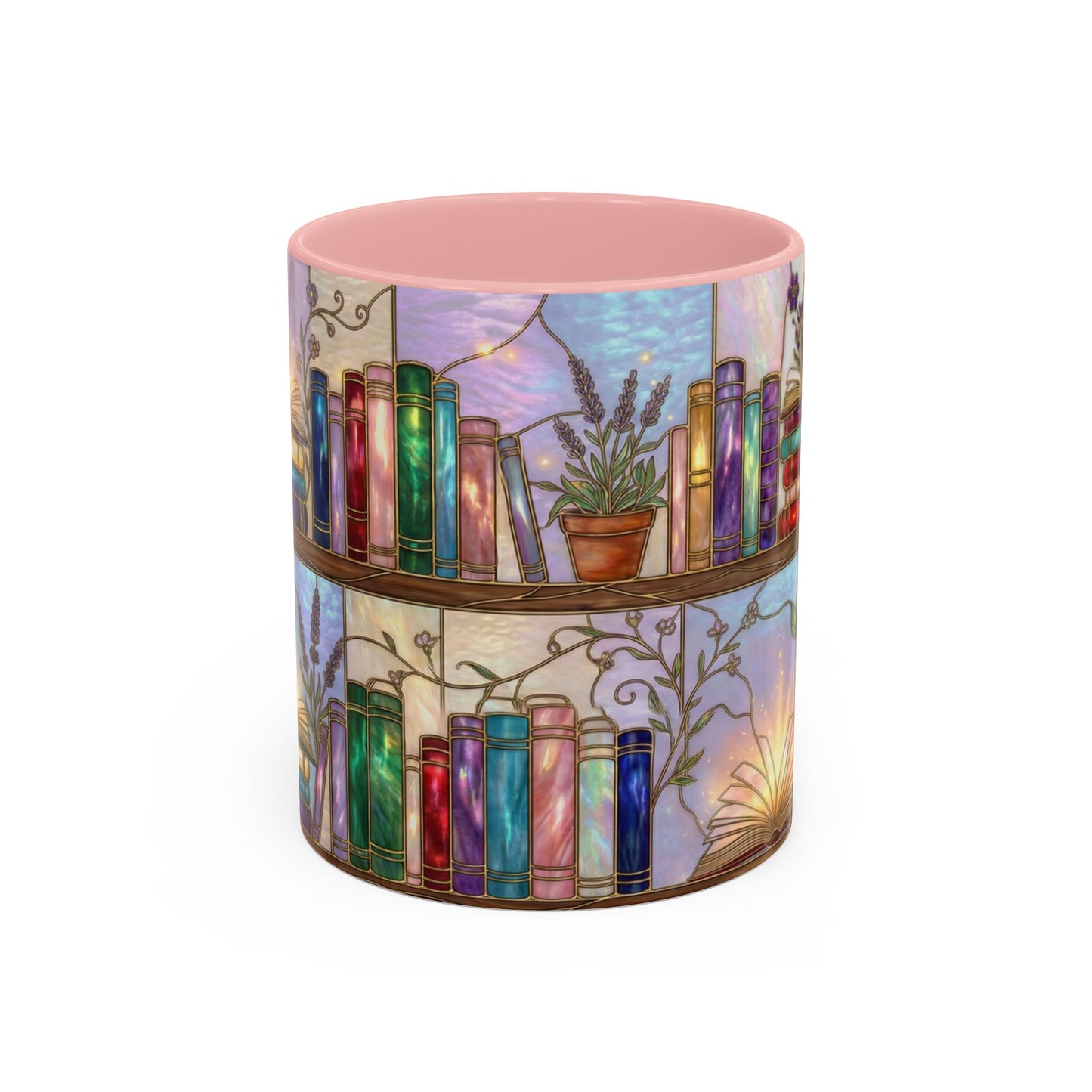 Magic Book Shelf Accent Coffee Mug — Stained Glass Design (11/15 oz) - 14529