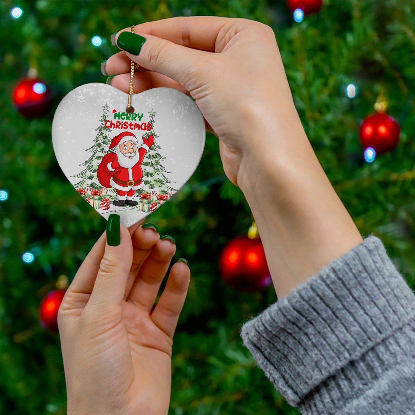 Santa - Ceramic Ornament, 4 Shapes