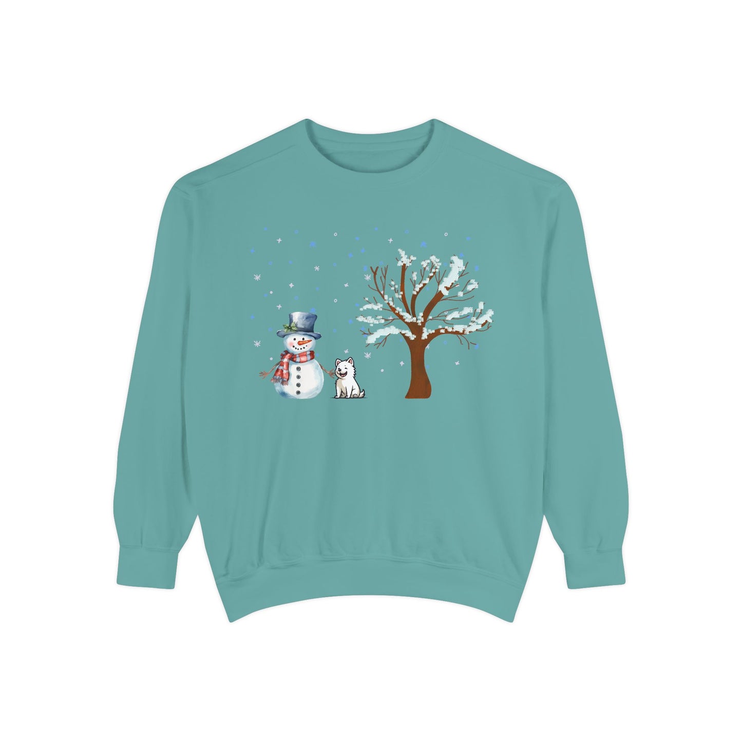 Snowman With A Puppy - Unisex Garment-Dyed Sweatshirt