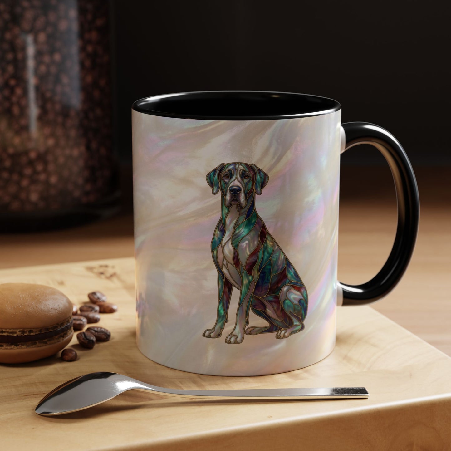 Personalized Great Dane Dog Mug — Stained Glass Design (11/15 oz) - 14550