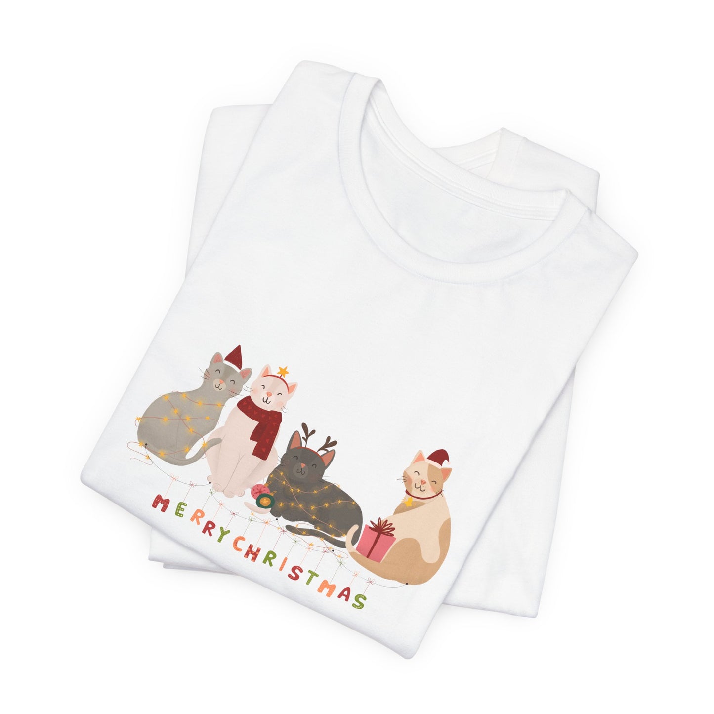 Cats, Merry Christmas - Unisex Jersey Short Sleeve Tee - 10283