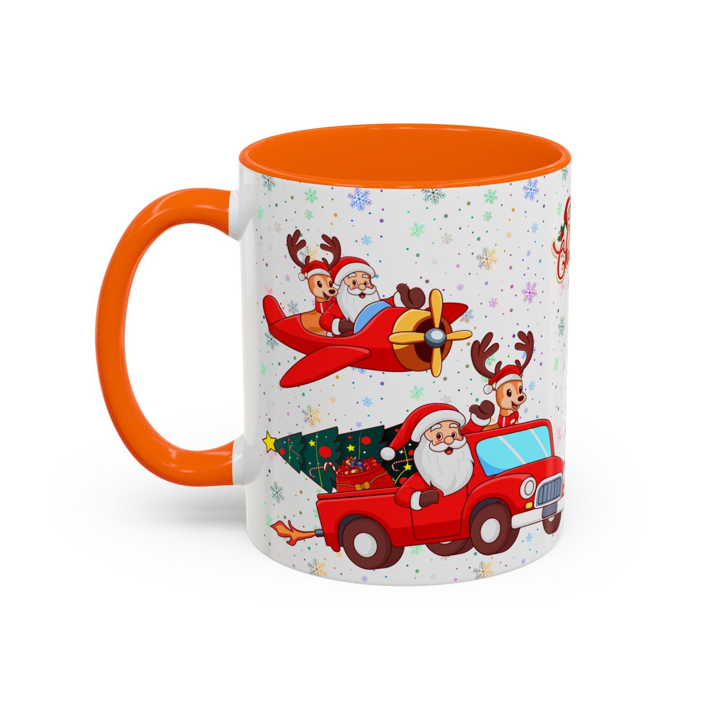 Christmas Party, Santa, Snowman, Reindeer - Accent Coffee Mug (11, 15oz) - 10426