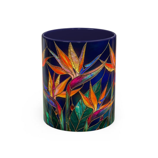 Bird of Paradise Floral Coffee Mug — Stained Glass Design 11/15oz - 14556