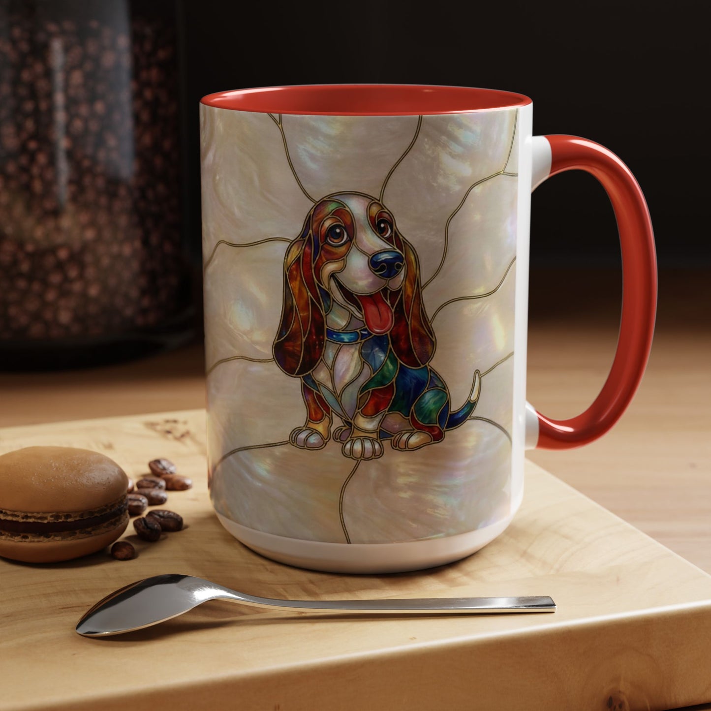 Basset Hound Stained Glass Accent Coffee Mug (11/15oz) - 14520