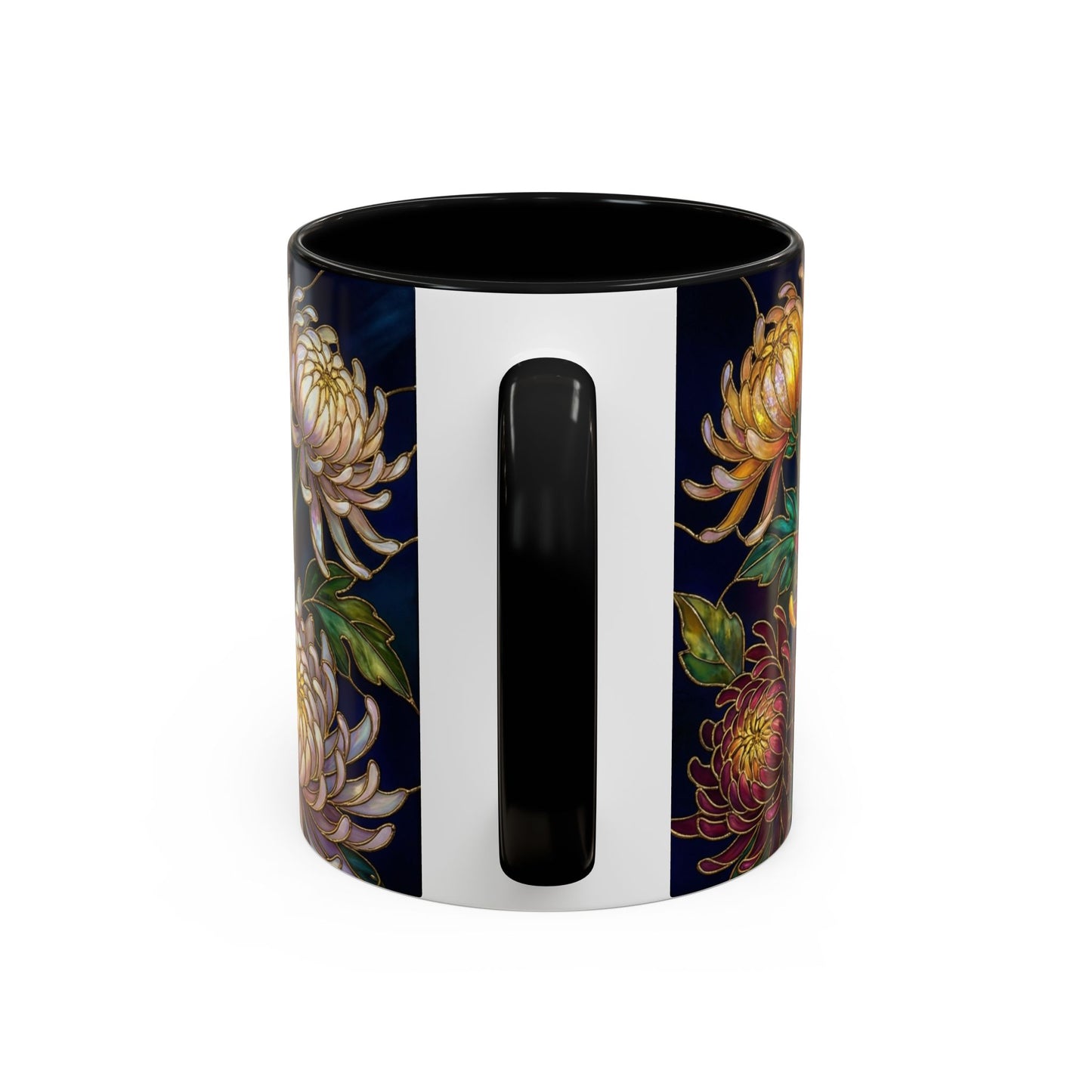 Chrysanthemum Floral Accent Coffee Mug — Stained Glass Design (11/15oz) - 14541