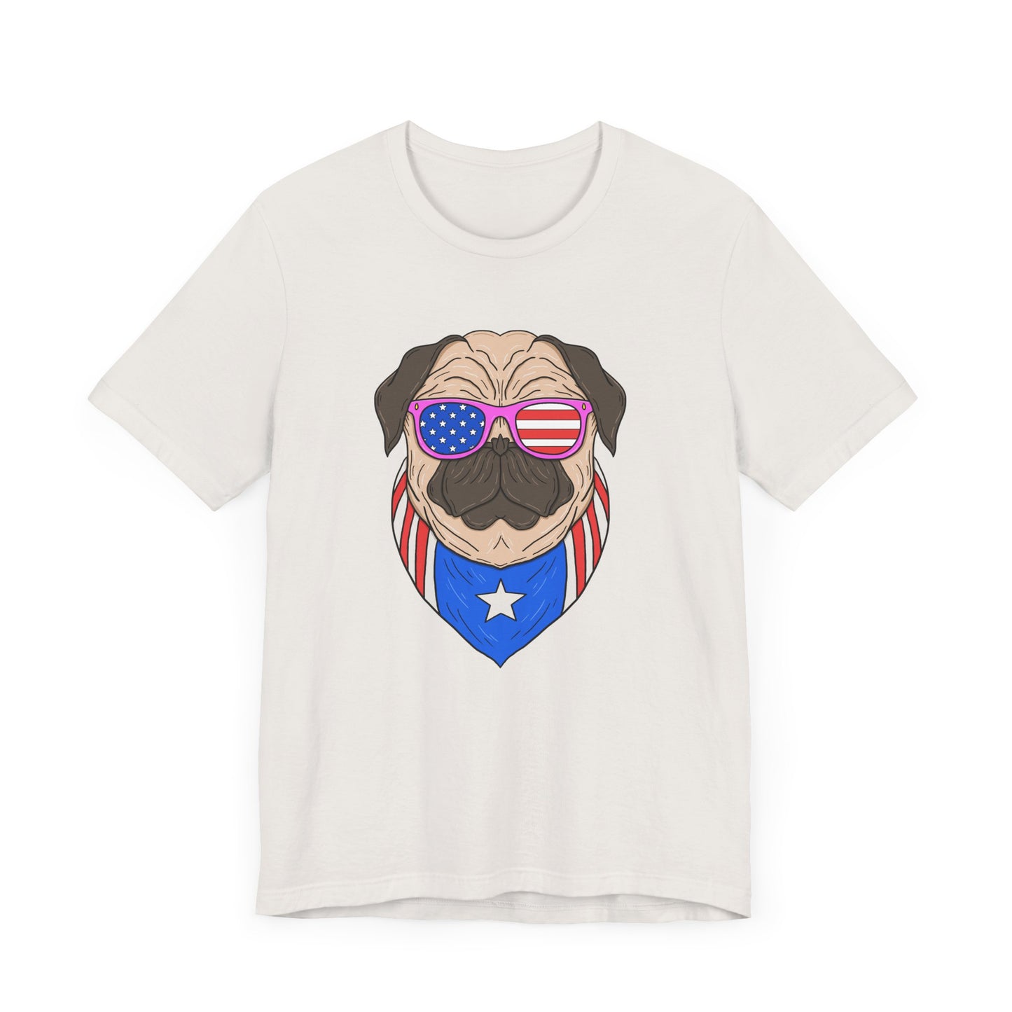 Patriotic Pug Tee, Independence Day T-Shirt, Dog Lovers Gift, Summer Casual Wear, Fun Family Outing Shirt - 13733