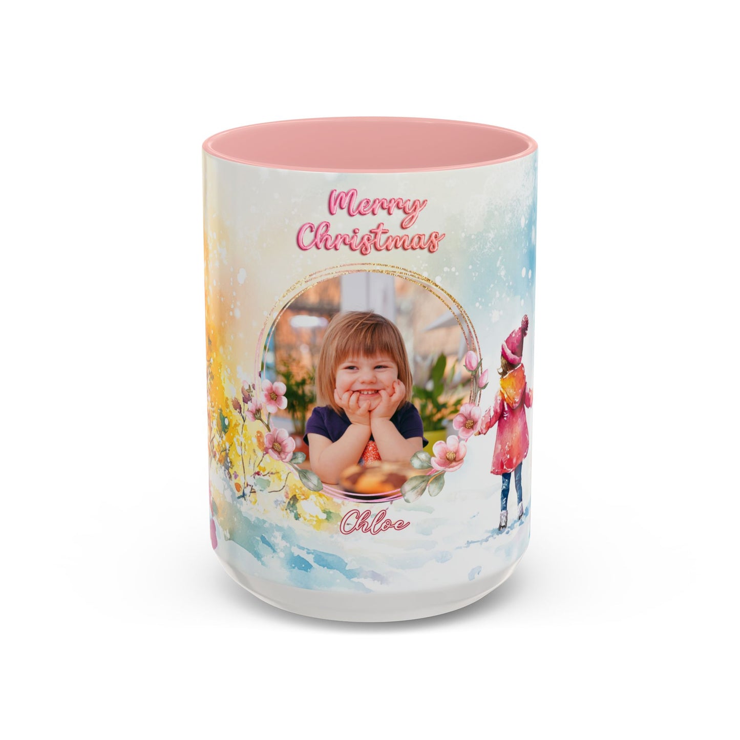 Chloe, Merry Christmas, For Girls, Customizable  - Accent Coffee Mug (11, 15oz) - 10150