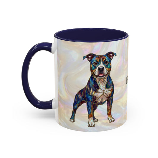Pitbull Dog Accent Coffee Mug — Stained Glass Design (11/15oz) - 14536
