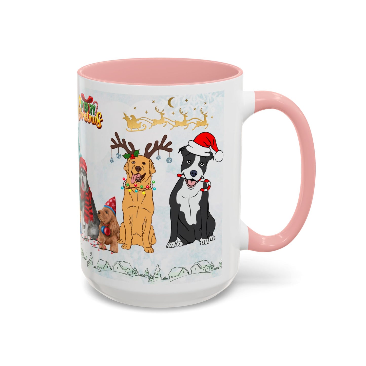 Merry Christmas Dogs - Accent Coffee Mug (11, 15oz)