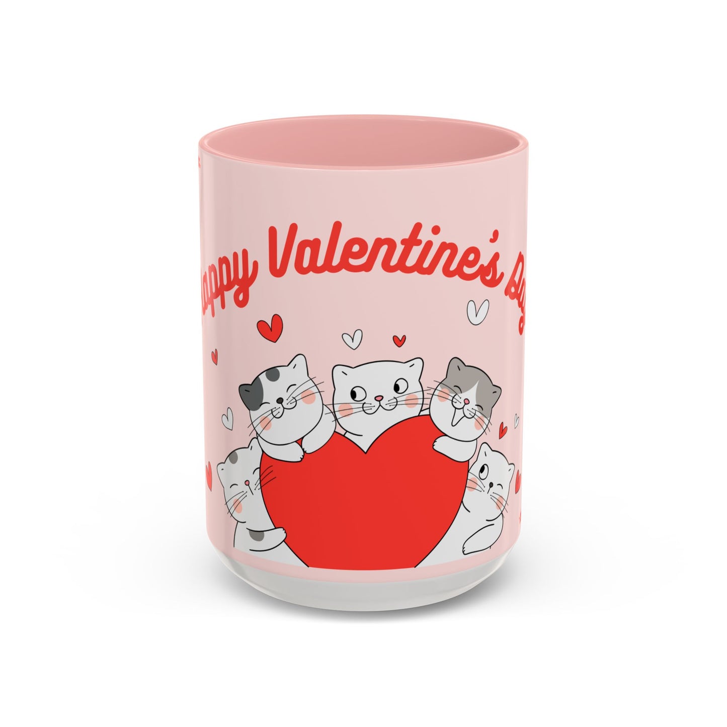 Cats, Happy Valentine's - Accent Coffee Mug (11, 15oz) - 11124