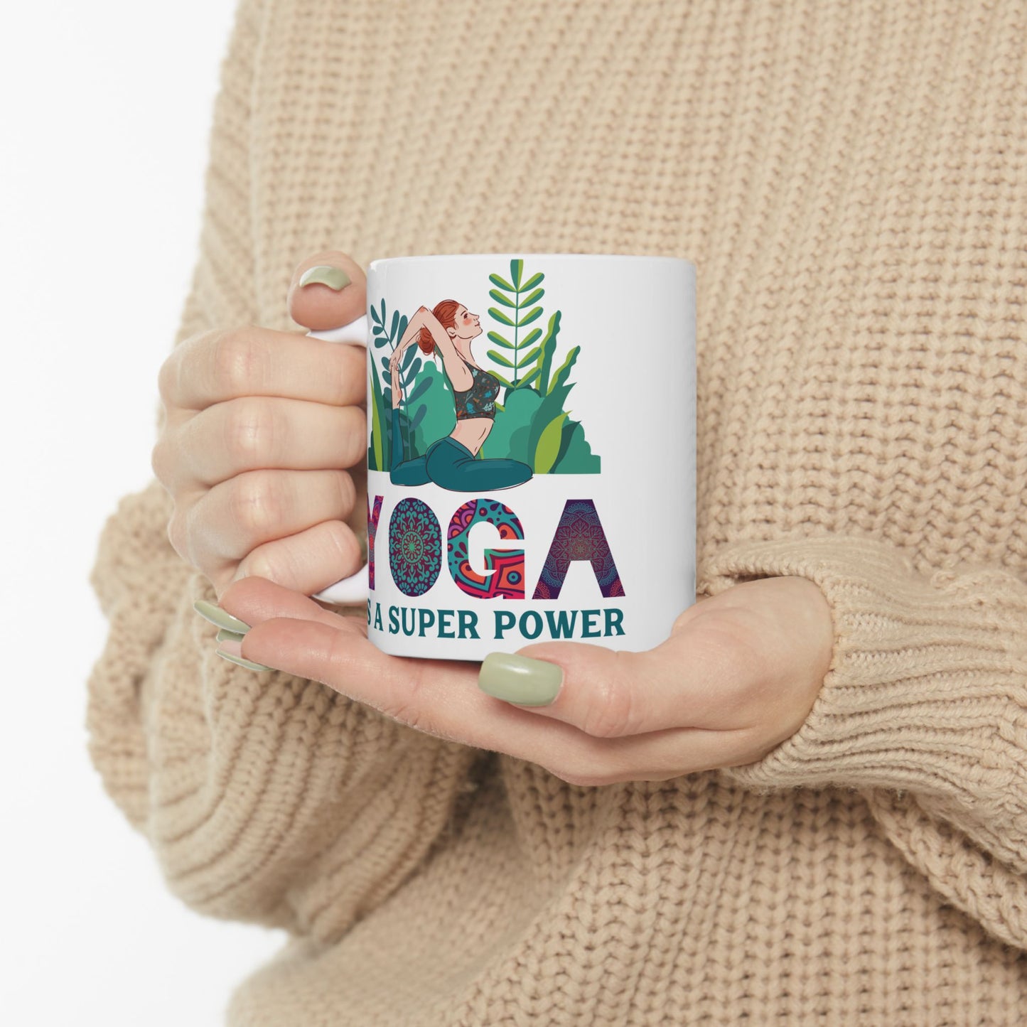 Yoga Power Ceramic Mug – Positive Affirmation Coffee Cup, Yoga Lover Gift - 13152
