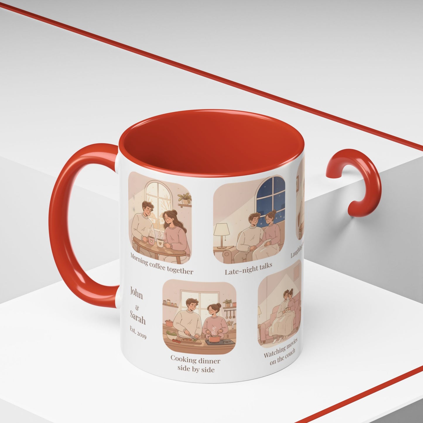 Our Favorite Things to Do Valentine’s Mug – Cozy Couples Illustrated Accent Coffee Mug - 14701