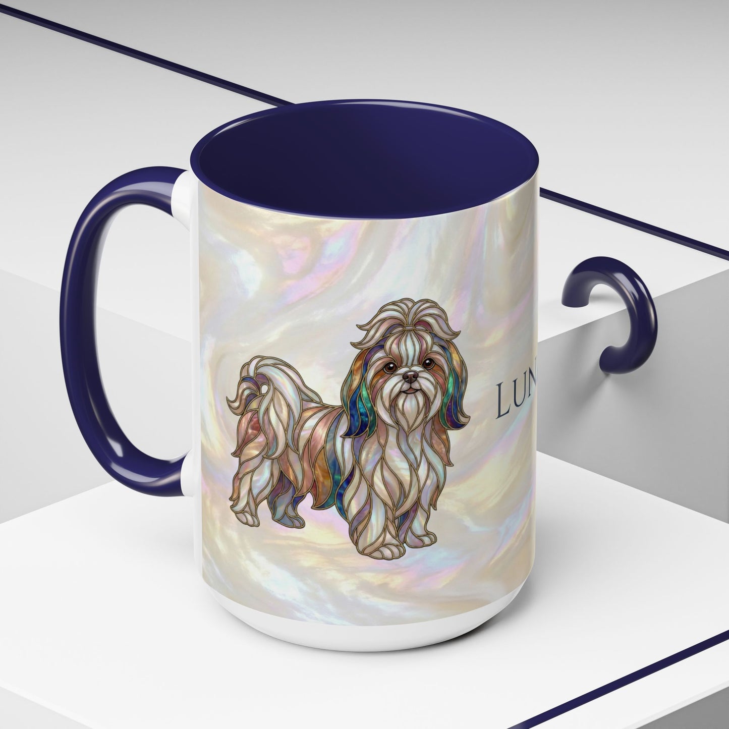 Shih Tzu Accent Coffee Mug – Stained Glass Design 11/15oz - 14647